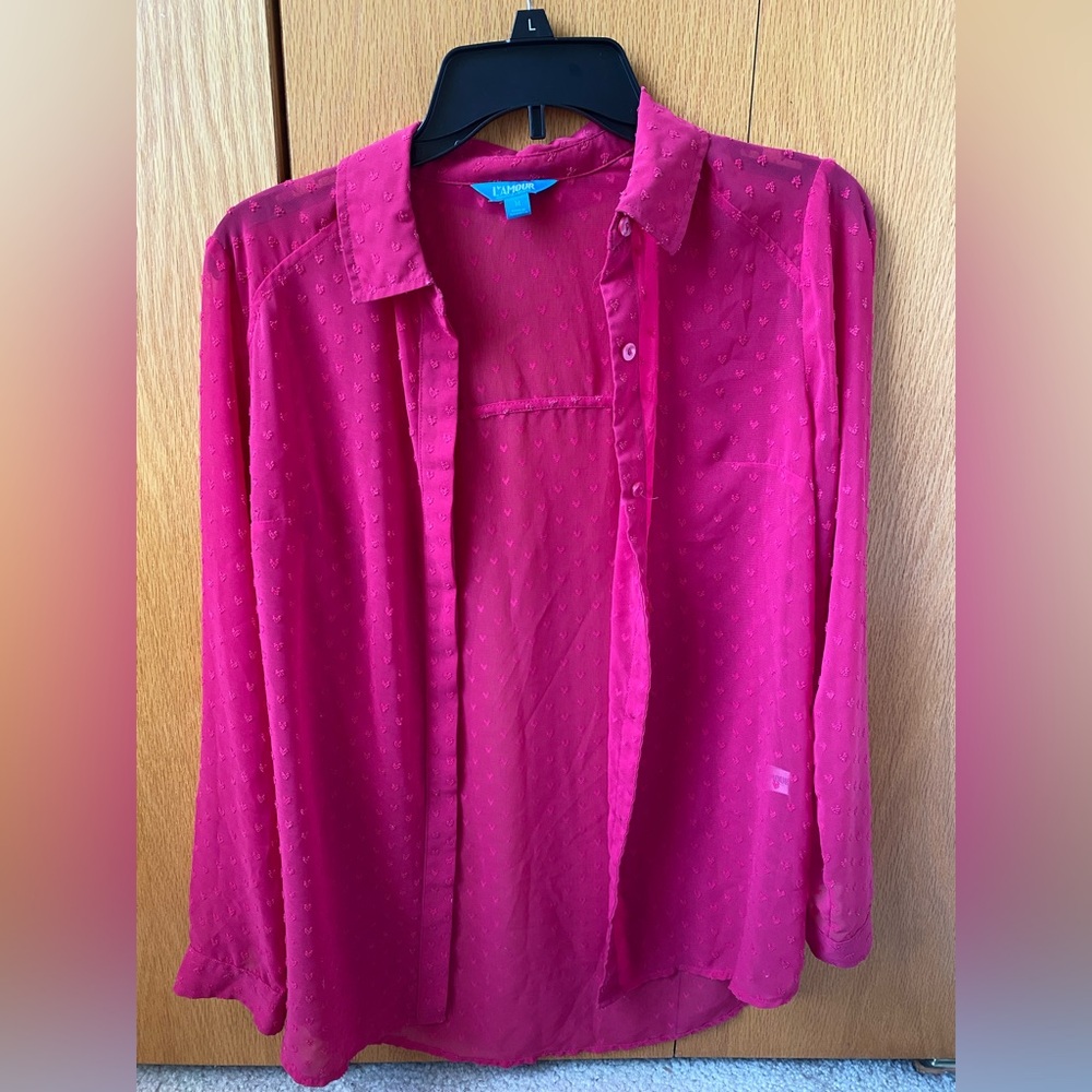 L’Amour by Nanette Lepore fuchsia blouse sz M